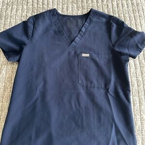 Navy Blue Figs V-Neck Scrub Top